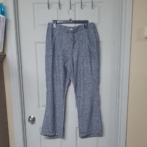 Calvin Klein Linen/Rayon Wide-Leg Pants Black/Gray Size Large GUC